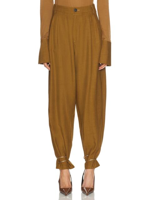 Phebe Cuff Adorned Wide Leg Fluid Wool Pant