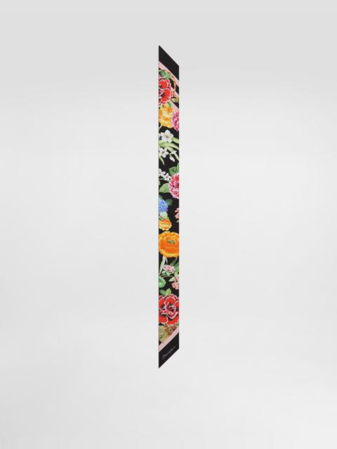 Floral-print twill headscarf (6x100)
