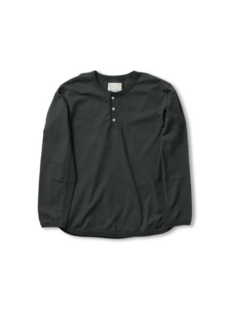5222LH-21 - Flat Seam Heavyweight Long Sleeve Henley T-Shirt Ink Black