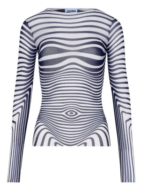 long-sleeve morphing-stripes top