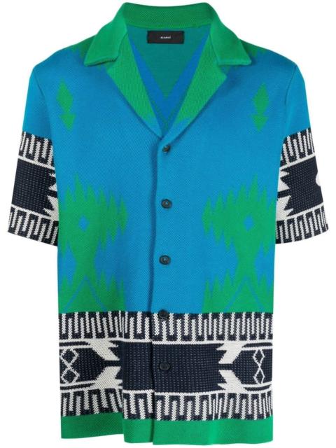 patterned intarsia-knit shirt