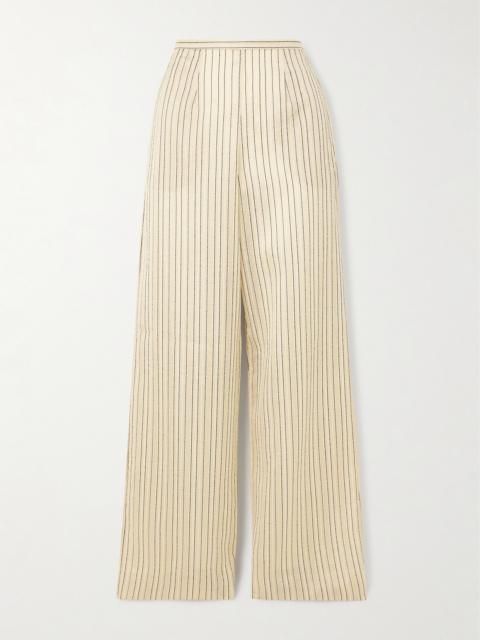 Seine Metallic Pinstriped Voile Wide-leg Pants