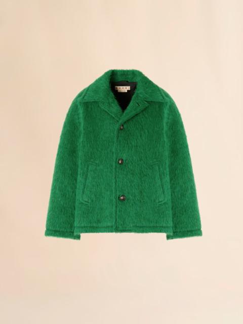 GREEN WOOL JACKET WITH SHAGGY BRUSHED FINISH