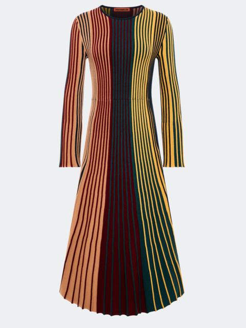 Celia Knit Dress In Multi Color Rib