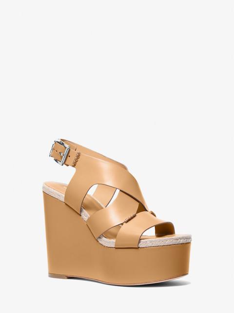 Raven Leather Wedge Sandal