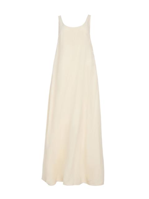 Aras Maxi Dress in Ivory Linen Silk