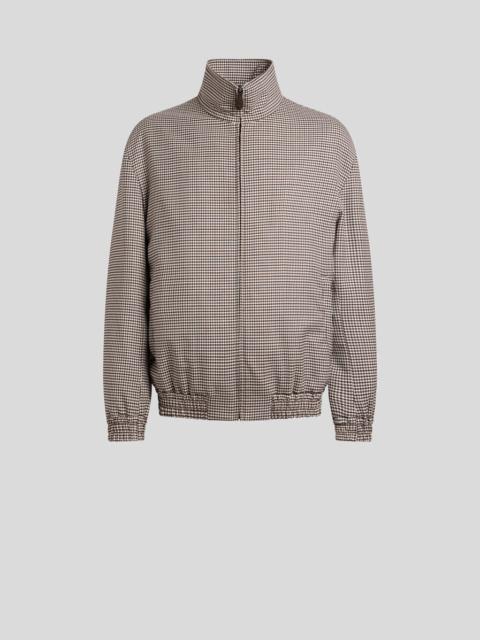 TURTLENECK JACKET IN STRETCH WOOL WITH GINGHAM MOTIF