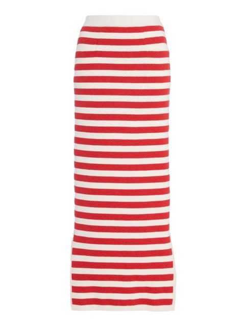 Exclusive Riviera Ari Striped Knit Maxi Skirt red