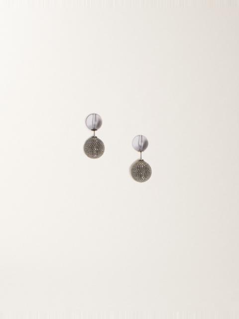 Double ball earrings in plexi and filo diamante