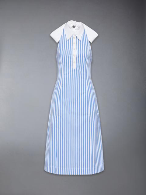 AWNING STRIPED POPLIN POLO HALTER DRESS