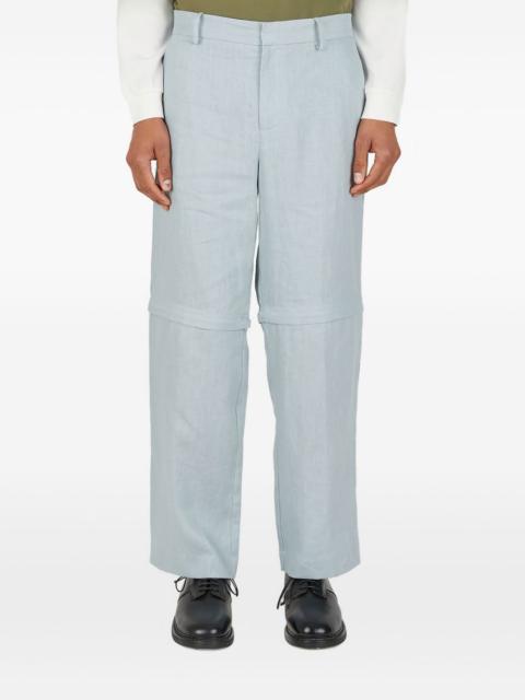 detachable-panel linen trousers