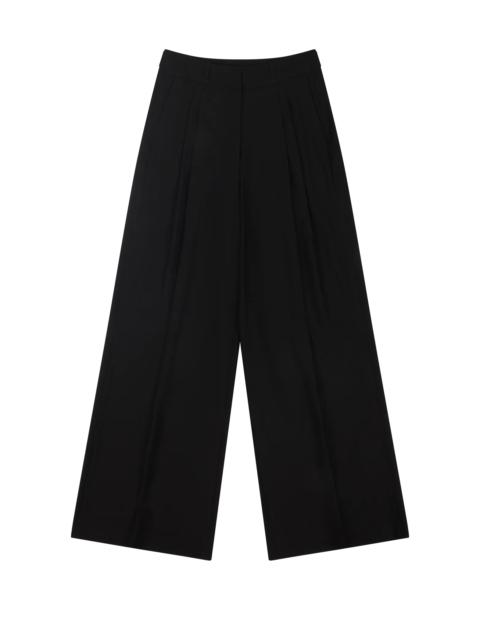 PLEATED WOMENS PANT BLACK WOOL