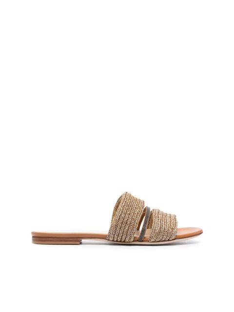 lurex strap mule sandals