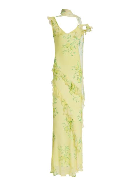 Exclusive Hemera Ruffled Silk Maxi Dress yellow