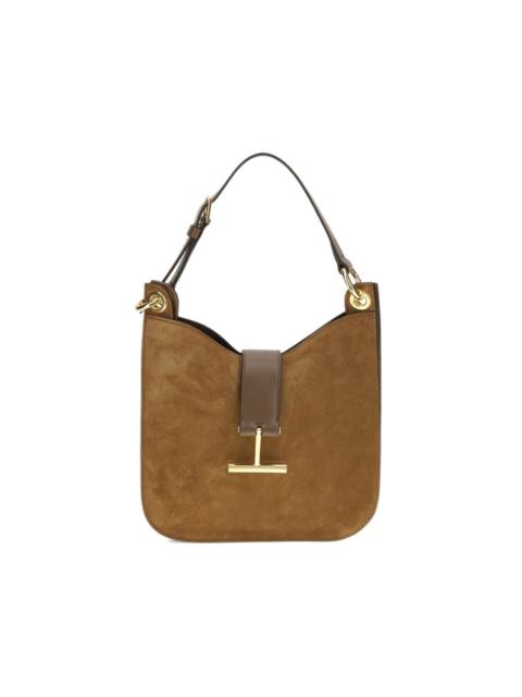 buckle smooth calf suede shoulder bag