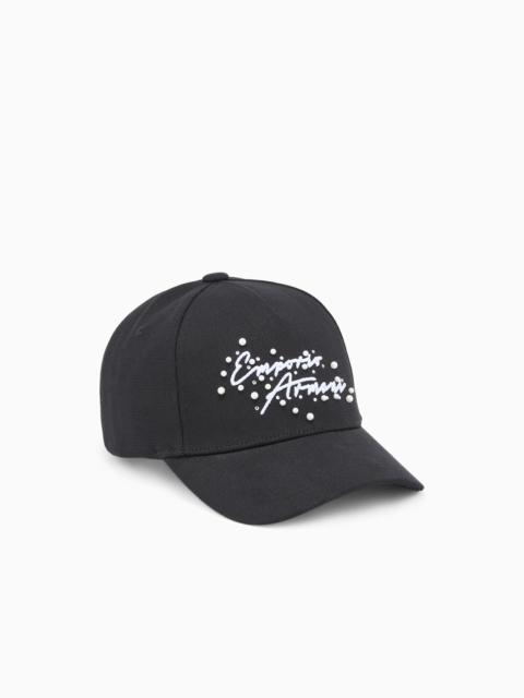 CANVAS BASEBALL CAP WITH SIGNATURE LOGO EMBROIDERY