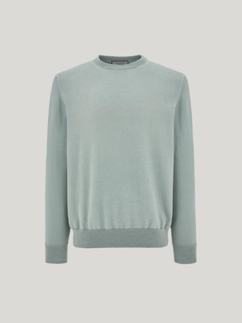 BRIANZA GREEN MICROSTRUCTURED COTTON CREW NECK