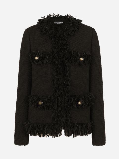 Single-breasted bouclé jacket