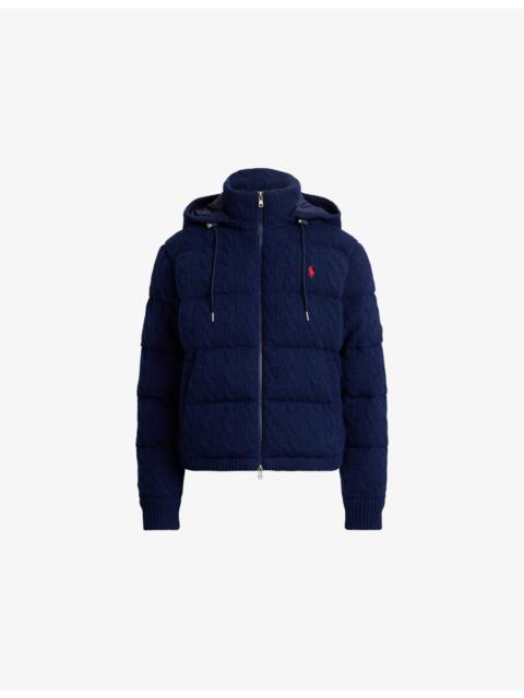 Hooded Cable-Knit Wool and Cashmere-Blend Puffer