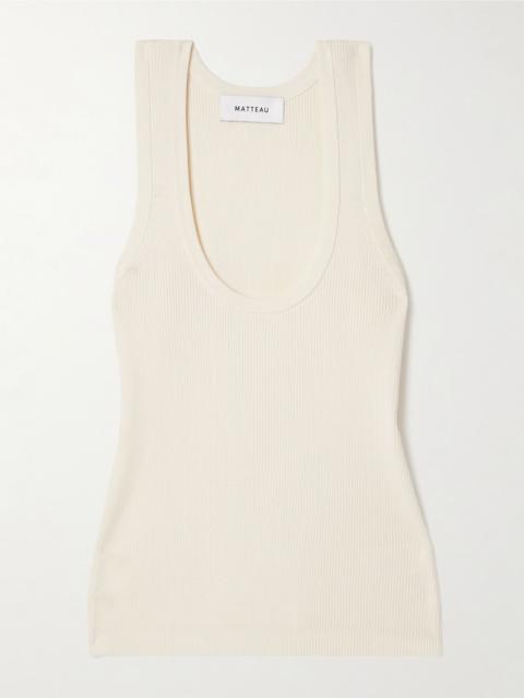 Ribbed-knit tank Ecru