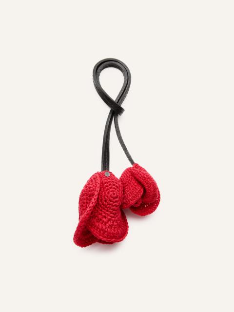 Crochet rose charms in red