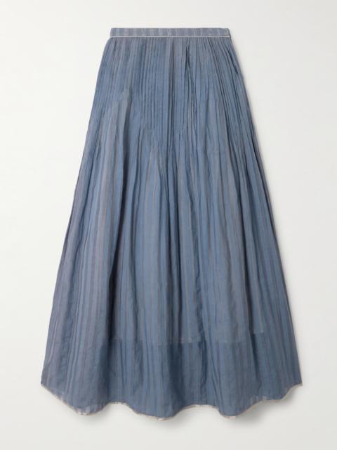 Delphi Pintucked Striped Cotton And Silk-blend Maxi Skirt