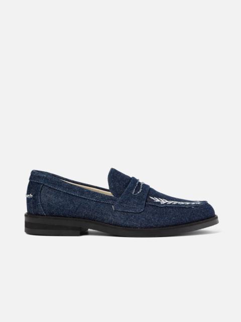 Wilde Indigo Denim Wreath Embroidered Penny Loafer - Men's