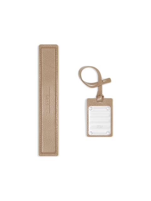 shimmer metal leather address tag