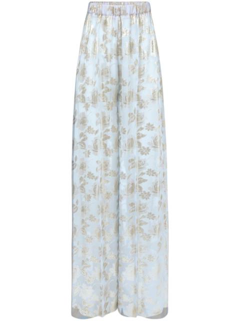 floral-jacquard palazzo pants