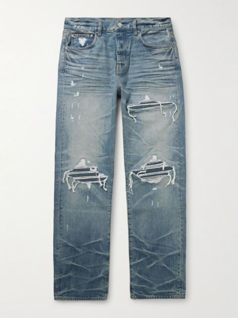 MX1 Straight-Leg Panelled Distressed Jeans Blue