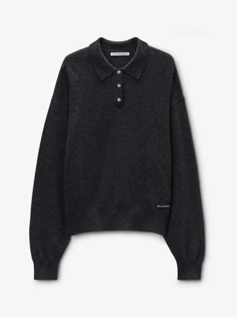 Charcoal Wool-Blend Henley Pullover