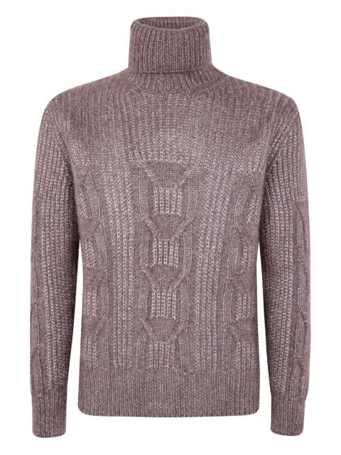 cable-knit turtleneck sweater