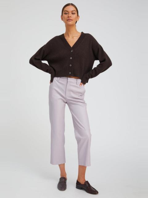 LAVENDER LEATHER CROPPED TROUSERS
