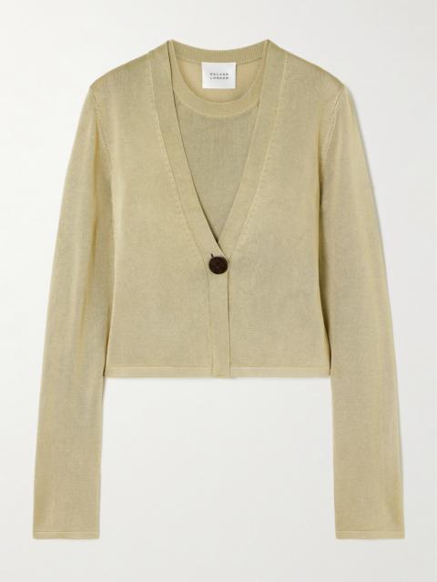 Ida Layered Knitted Tank And Cardigan Set