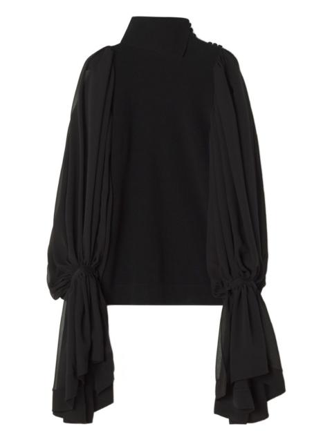 chiffon sleeve roll-neck top
