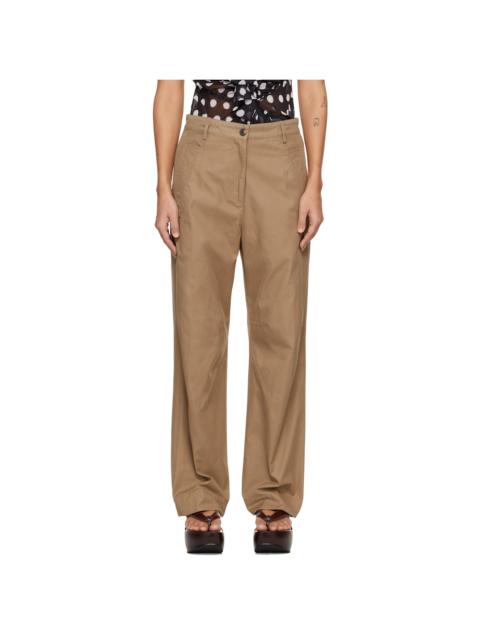 Brown Loose Fit Workwear Trousers