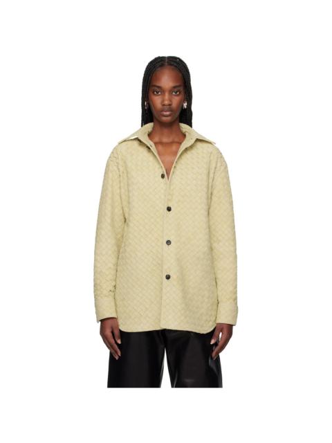 Beige Intrecciato Relaxed Leather Shirt