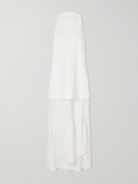 Leonie Scarf-detailed Layered Crepe And Georgette Maxi Dress