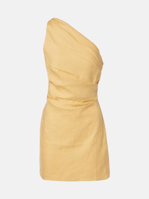 Simona one-shoulder linen minidress
