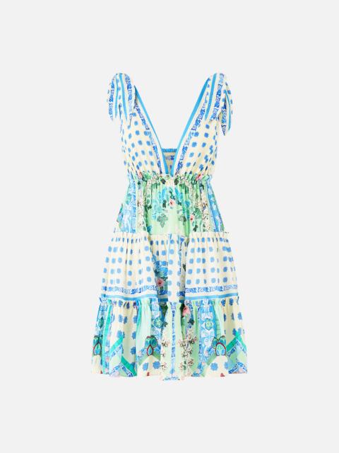 TIERED SHORT DRESS WITH SHOULDER TIES