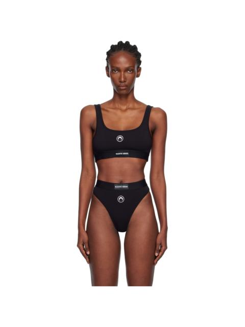 Black Moon Logo Stretched Jersey Sport Bra