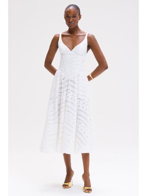 RHYTHMIC LACE MIDI DRESS