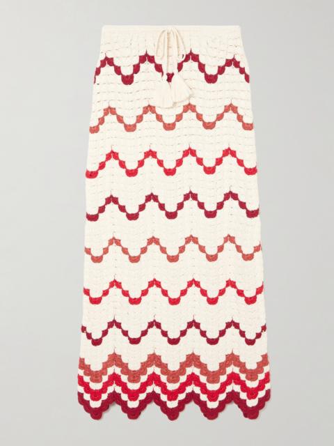 Safi Scalloped Crocheted Cotton Midi Skirt