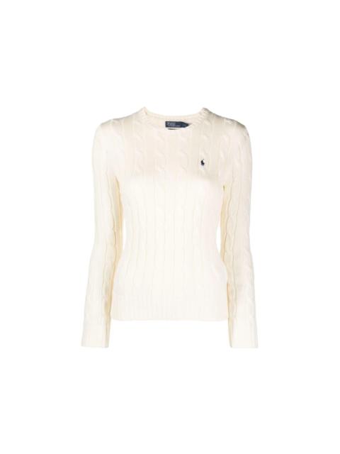 Polo Ralph Lauren Cable-Knit Cotton Crewneck Sweater Cream
