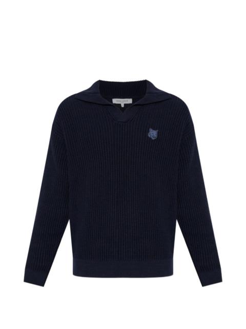 logo-embroidered V-neck sweater