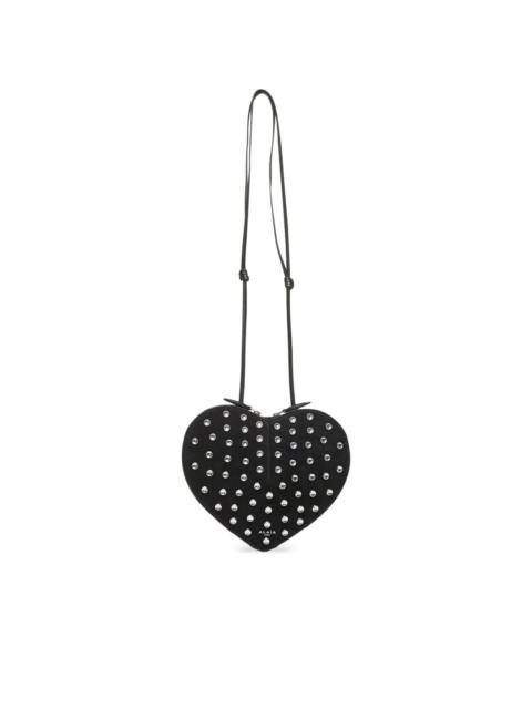 heart-shaped studded shoulder bag