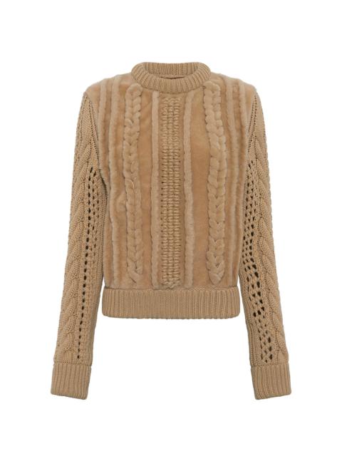 Toth Knit Pullover in Natural Cashmere & Shearling