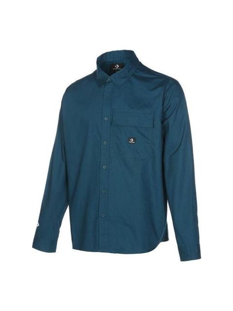 Converse Woven Long Sleeve Button Down Shirt 'Green' 10023803-A04