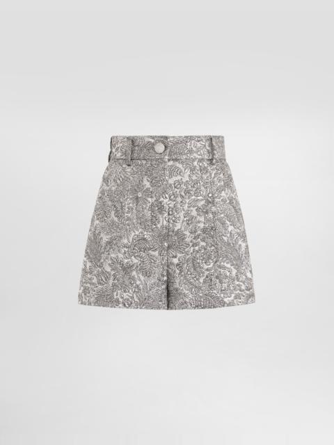 Lamé floral jacquard bermuda