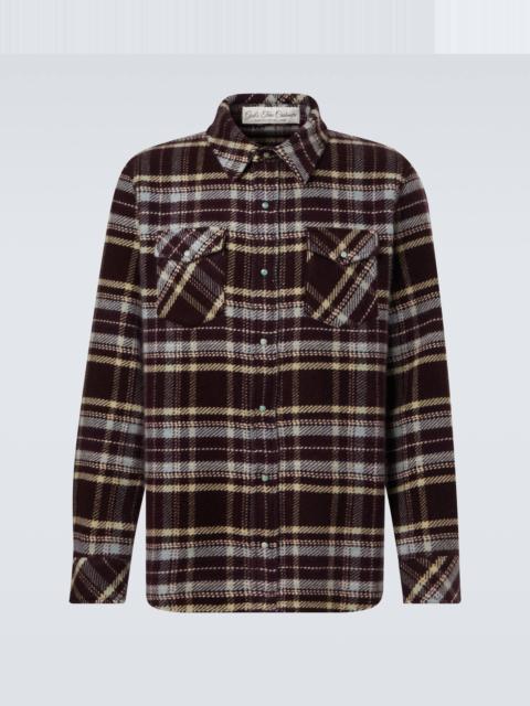 Plaid cashmere shirt with emerald